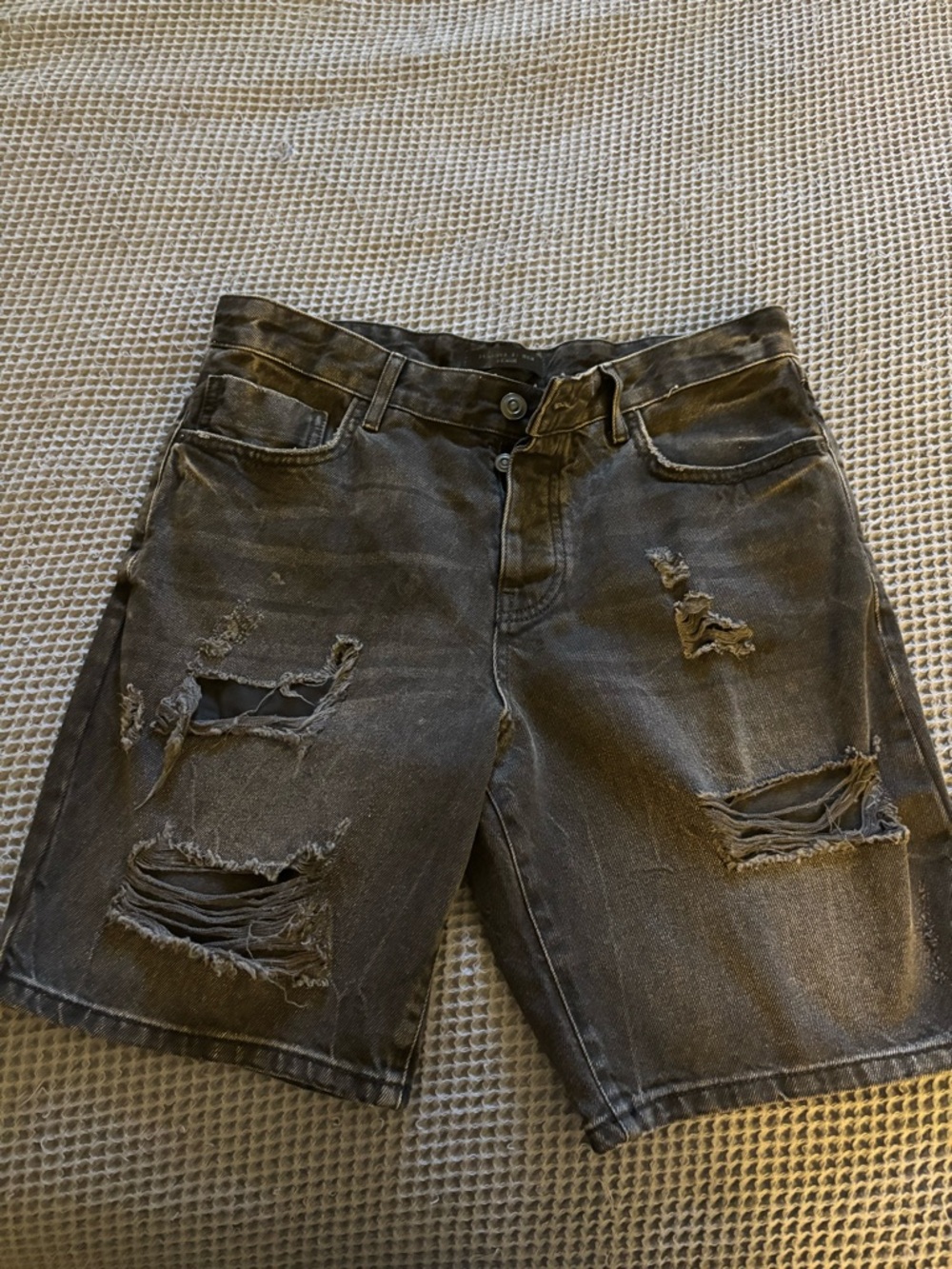 Forever 21 Distressed Black Jean Shorts